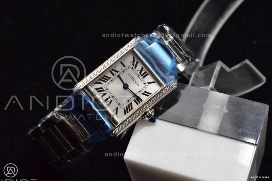 20.3mm ZipUp Ronda K11F On Bezel Bracelet Dial White Diamond Quartz With 1190 SS Tank SS Solo 1001